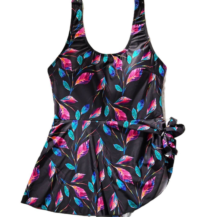 Damen Einteiler-Badeanzug mit floralem Design und Wickelrock Echo Archiv
