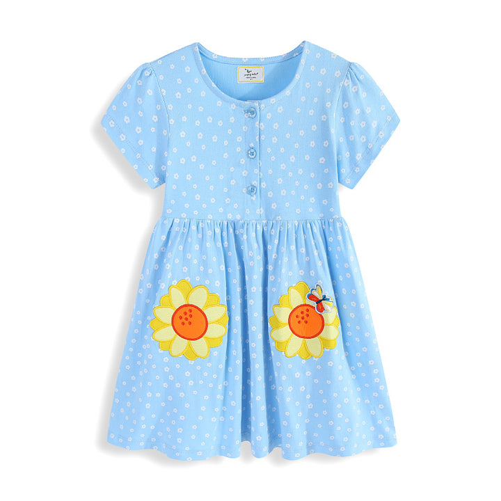 Mädchen Sommerkleid mit verspielten Blumenapplikationen Echo Archiv