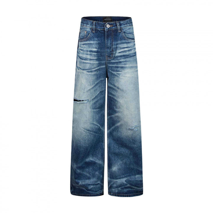 Damen taillenhohe Culotte-Jeans mit weitem Bein und ausgefransten Details Echo Archiv