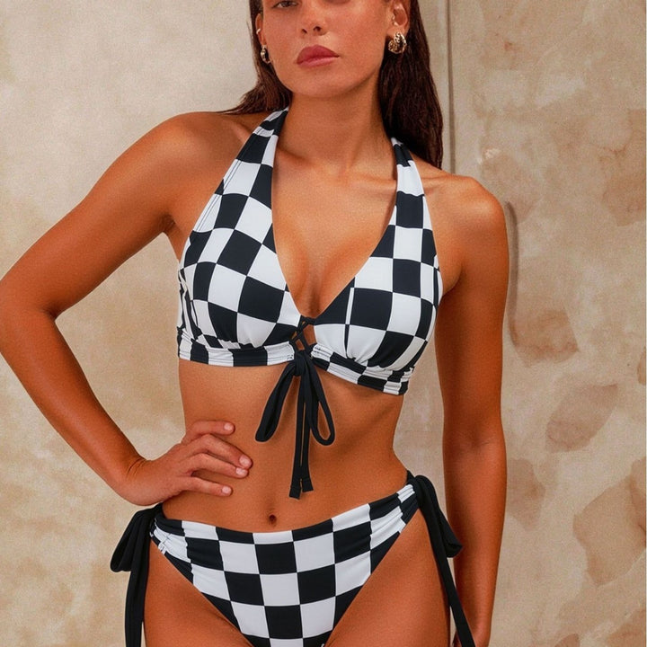 Damen Triangel-Bikini mit auffälligem Karomuster Echo Archiv