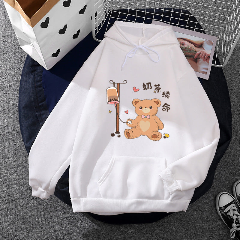 Damen Kapuzenpullover mit minimalistischer Grafik, lockerer Oversize-Passform und Kängurutasche – Auréline