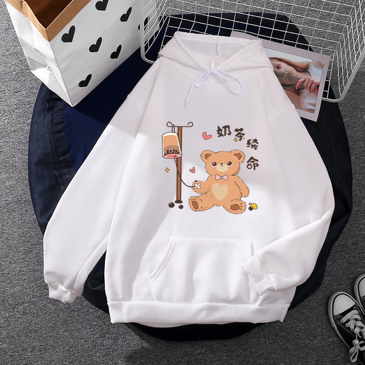 Damen Kapuzenpullover mit minimalistischer Grafik, lockerer Oversize-Passform und Kängurutasche – Auréline