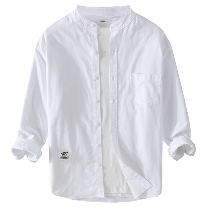 Herren Stehkragen-Overshirt aus Baumwollmix mit Brusttasche und entspannter Passform Echoarchiv