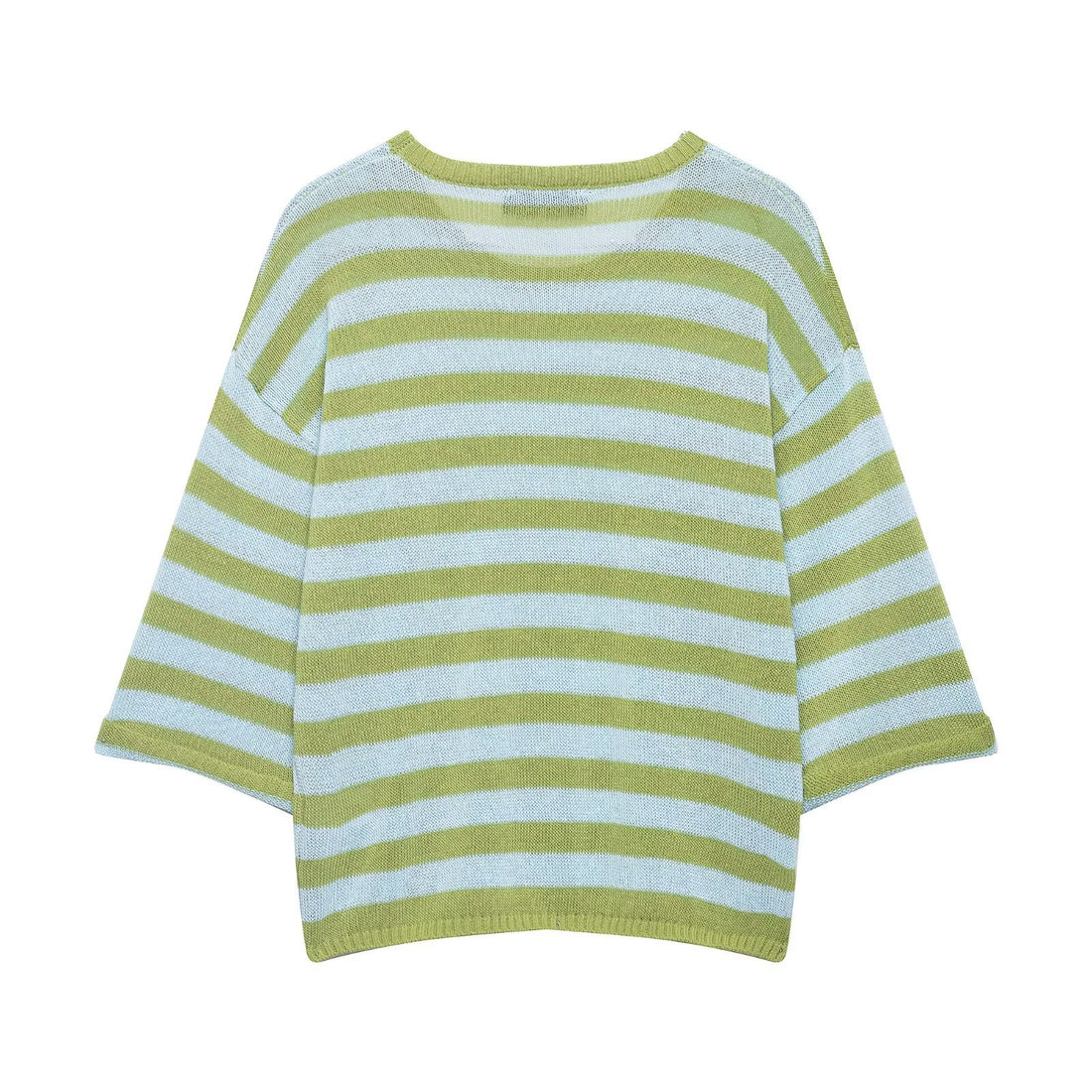 Damen Leichter gestreifter Boxy-Kurzpullover mit überschnittenen Ärmeln Echo Archiv