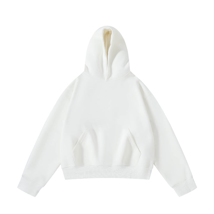 Unisex schwerer Oversize-Kapuzenpullover mit doppellagiger Kapuze Kängurutasche und breitem Rippbund Echo Archiv