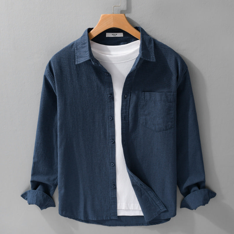 Herren Soft‑Touch Baumwollmix Overshirt im Layering‑Look mit Brusttasche Echoarchiv