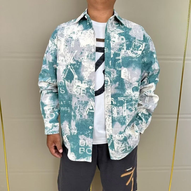 Herren modische Hemdjacke mit kreativen Druckmustern Echoarchiv