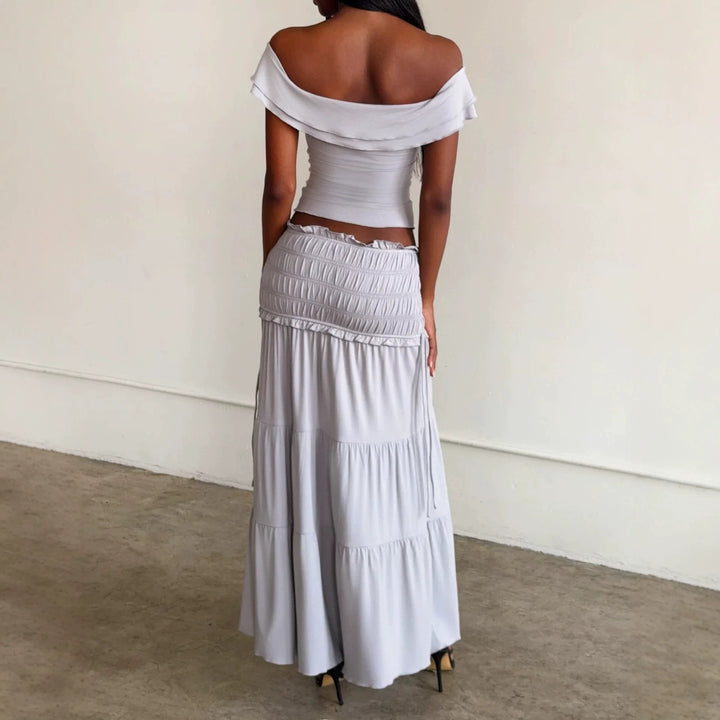 Damen Elegantes Wickeloberteil und maxirock Echo Archiv