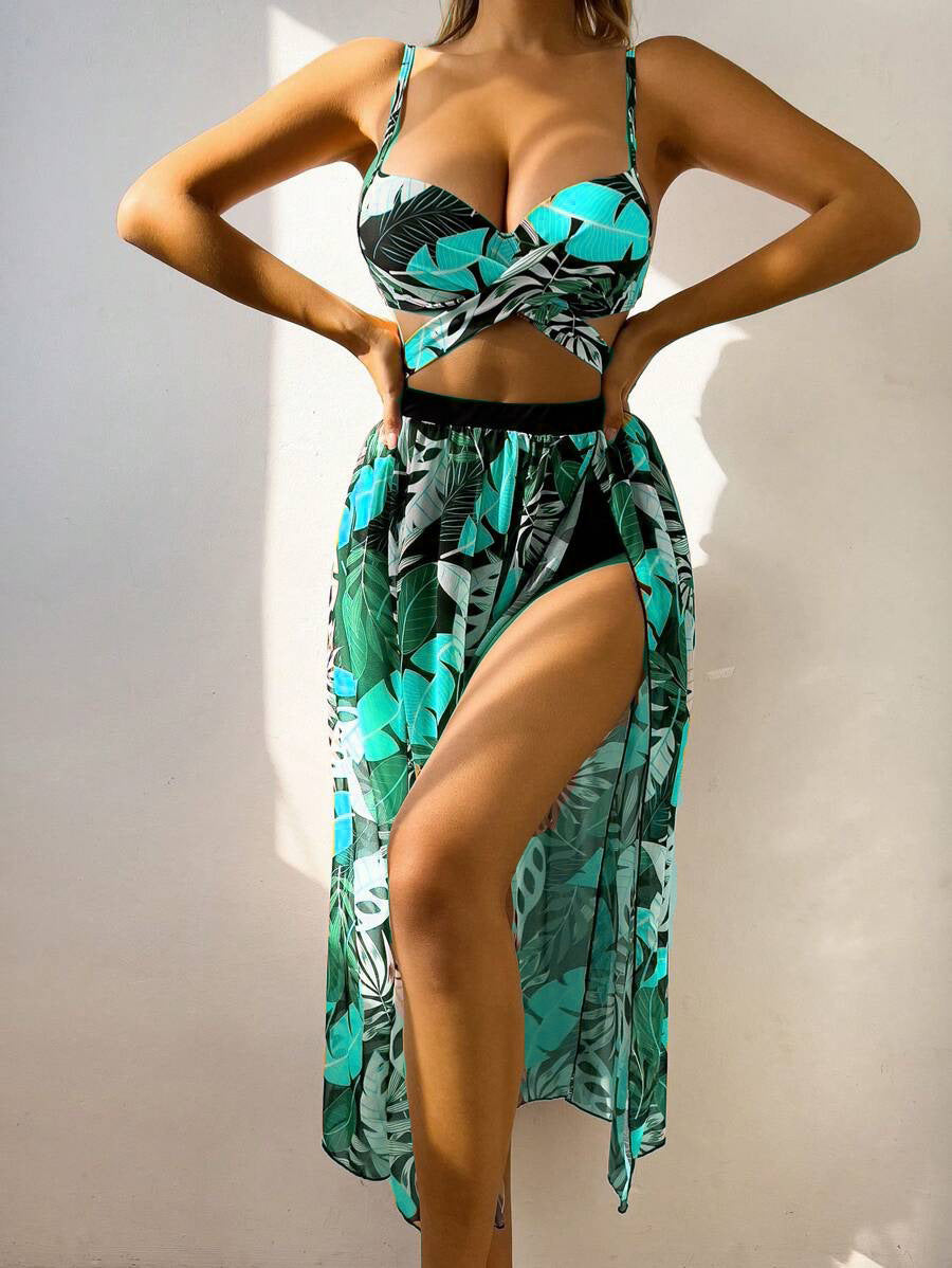 Damen Bikini-Set mit extravagantem Cut-Out und floralem Rock Echo Archiv