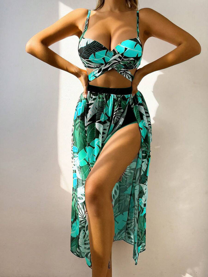 Damen Bikini-Set mit extravagantem Cut-Out und floralem Rock Echo Archiv