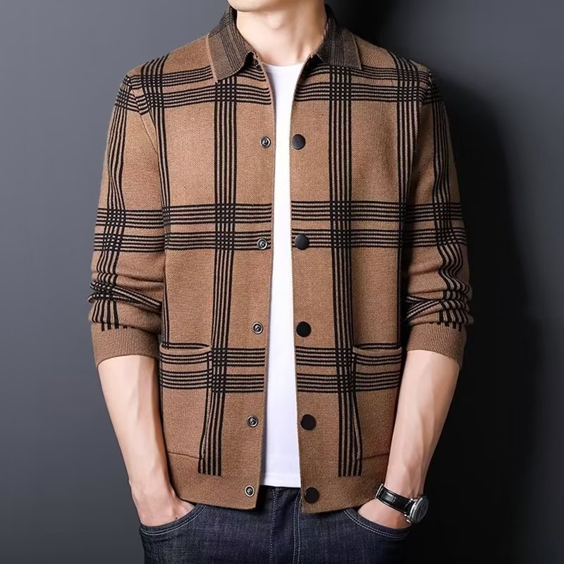 Herren Karierte Strickjacke mit modernem Schnitt Echoarchiv