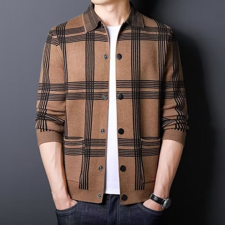 Herren Karierte Strickjacke mit modernem Schnitt Echoarchiv