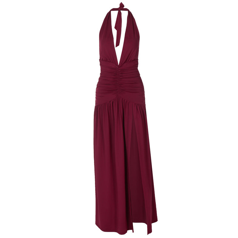 Damen Elegantes Wickelkleid mit tiefem V-Ausschnitt und seitlichem Schlitz Echo Archiv