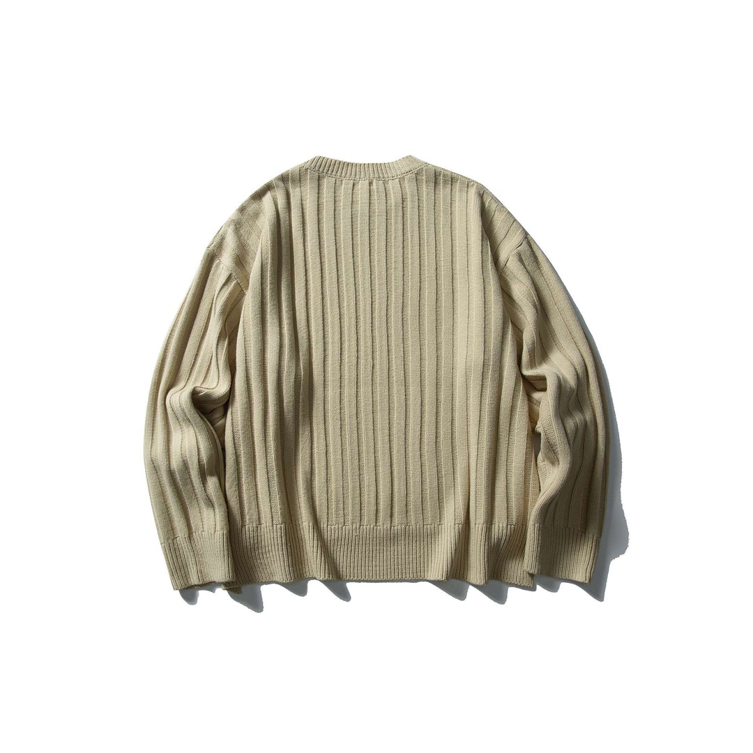Unisex Grobgerippter Oversize-Pullover mit Rundhalsausschnitt Echoarchiv