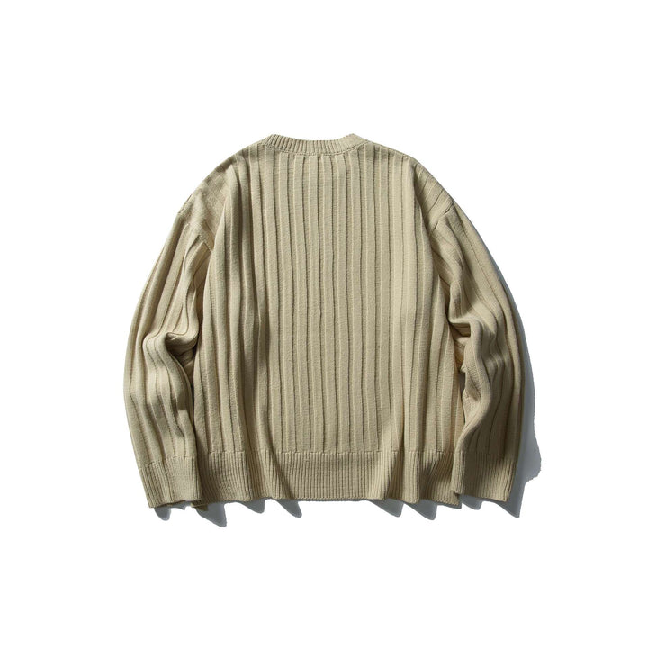 Unisex Grobgerippter Oversize-Pullover mit Rundhalsausschnitt Echoarchiv