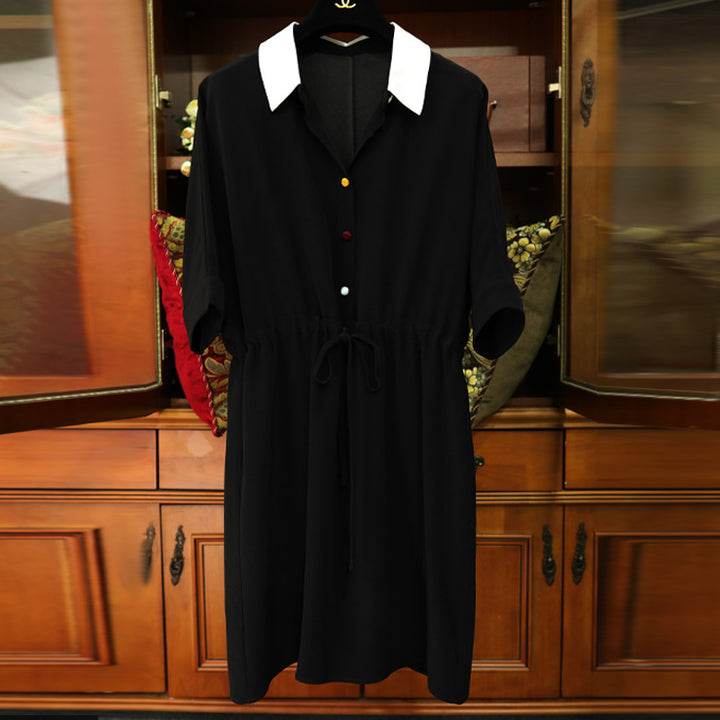Damen Modisches Hemdkleid mit Taillenzug Echoarchiv