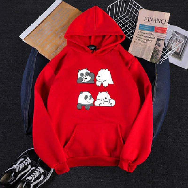 Unisex Kapuzenpullover mit niedlichem Comic-Tierprint, Kängurutasche und weichem Fleece-Innenfutter – Auréline