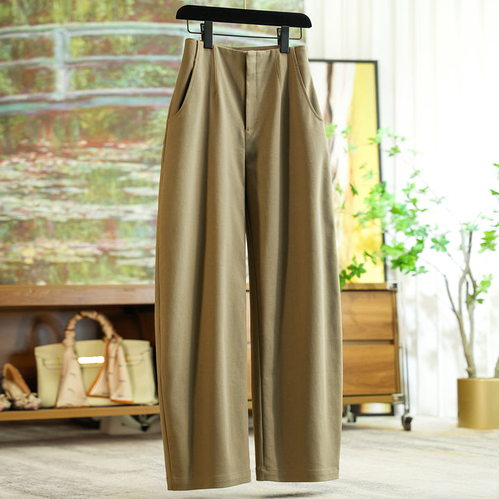 Damen Elegante und bequeme, hoch taillierte Stoffhose Echoarchiv