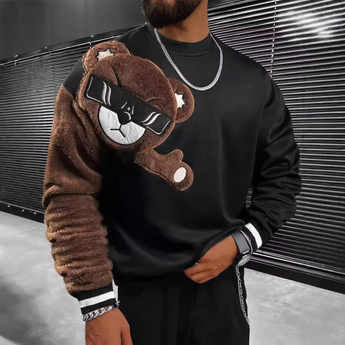 Herren Sweatshirt mit plüschiger Bärenapplikation Echoarchiv