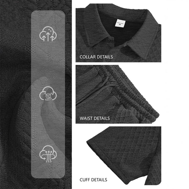 Herren nan strukturiertes Poloshirt- und Bermudashorts-Set aus gesteppter Baumwollmischung Echo Archiv