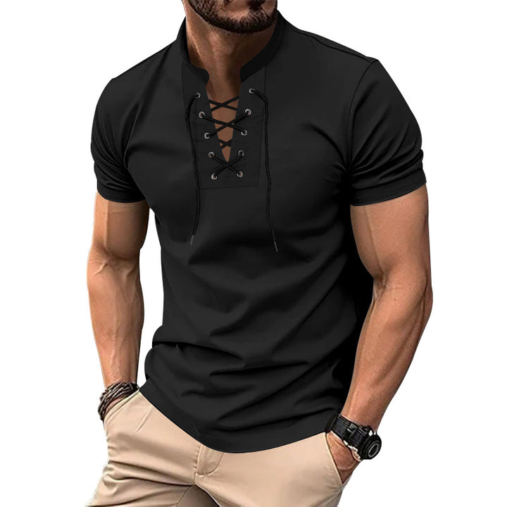 Herren lässiges Poloshirt mit Schnürung Echoarchiv