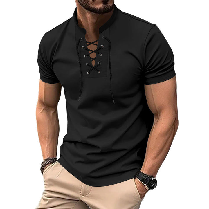 Herren lässiges Poloshirt mit Schnürung Echoarchiv