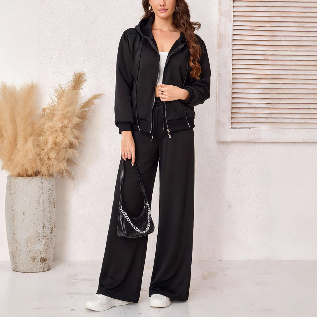 Damen Kapuzen-Sweatjacke mit Teddyfutter, Reißverschluss und Kordelzug Echoarchiv