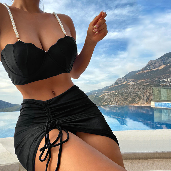 Damen Bandeau-Bikini mit eleganten Perlen-Trägern Echo Archiv