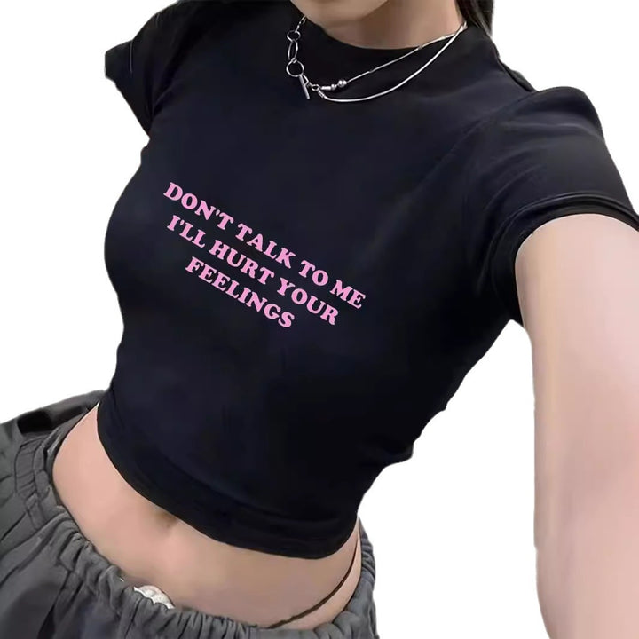 Damen Crop-T-Shirt mit auffälligem Statement-Print Echo Archiv 1777452337