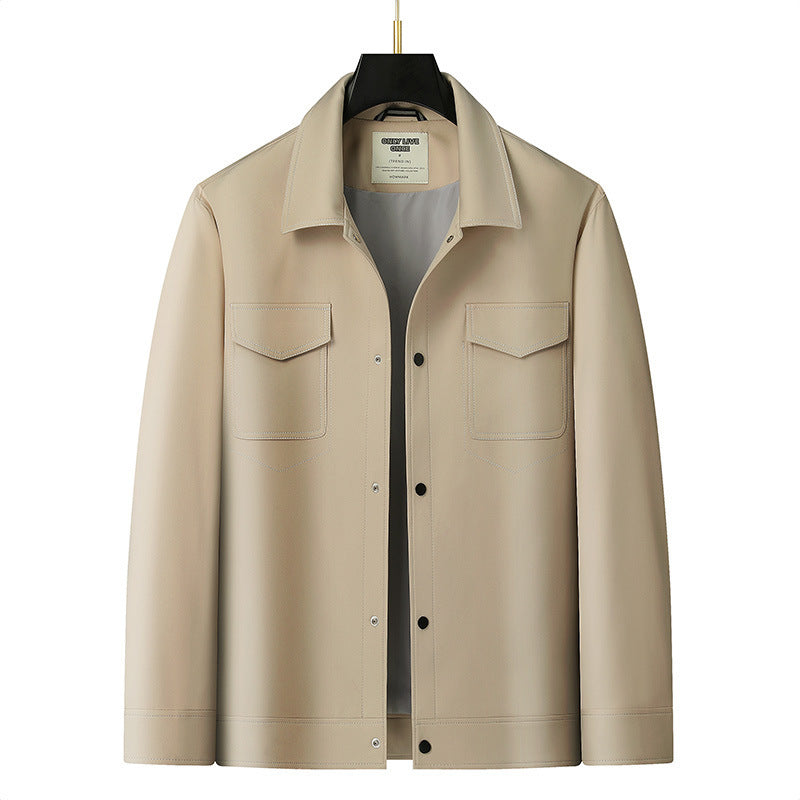 Herren Hemdjacke aus Lederoptik mit aufgesetzten Brusttaschen und Druckknopfleiste Echo Archiv