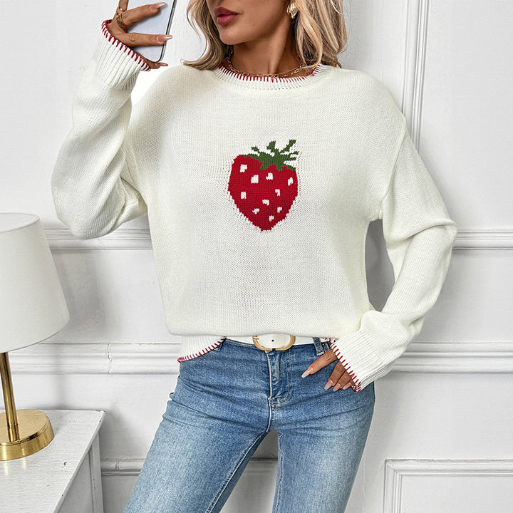 Damen Verspielter Pullover mit Erdbeer-Motiv Echo Archiv