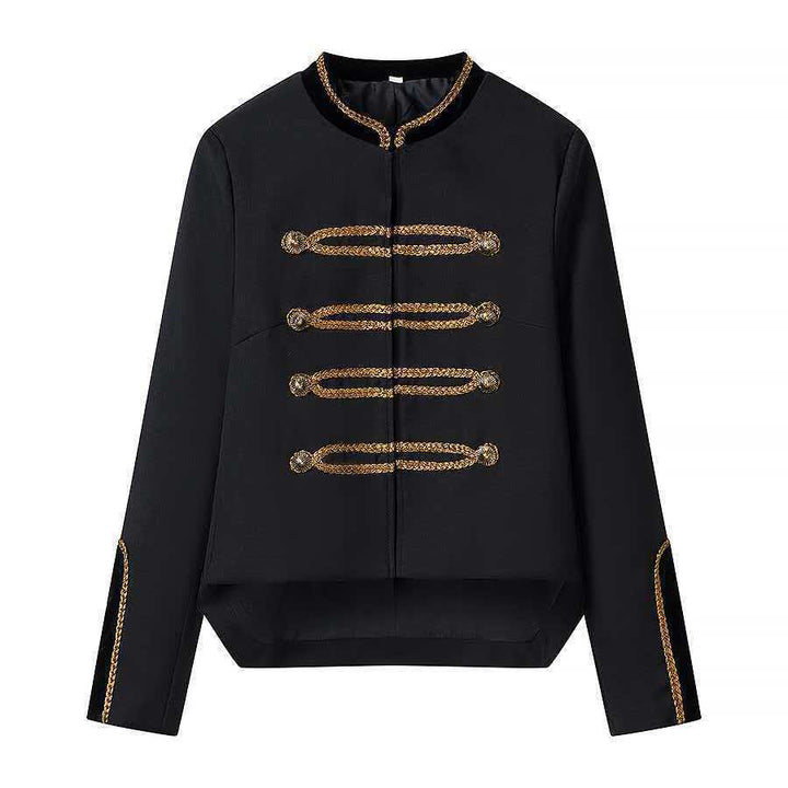 Damen Cropped-Militärjacke mit Zierkordel und Samtkragen Echo Archiv