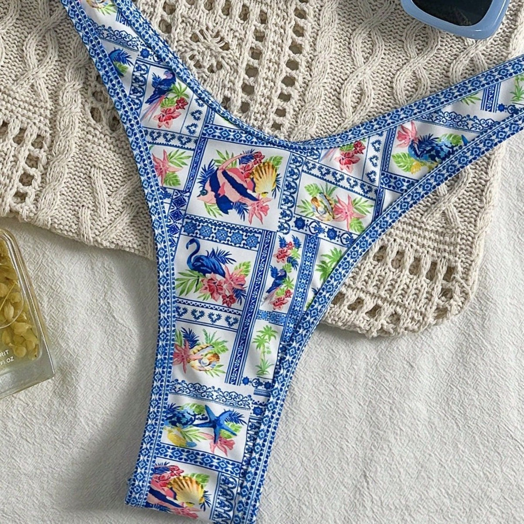 Damen Triangel-Bikini mit floralem Motiv und verstellbaren Trägern Echo Archiv
