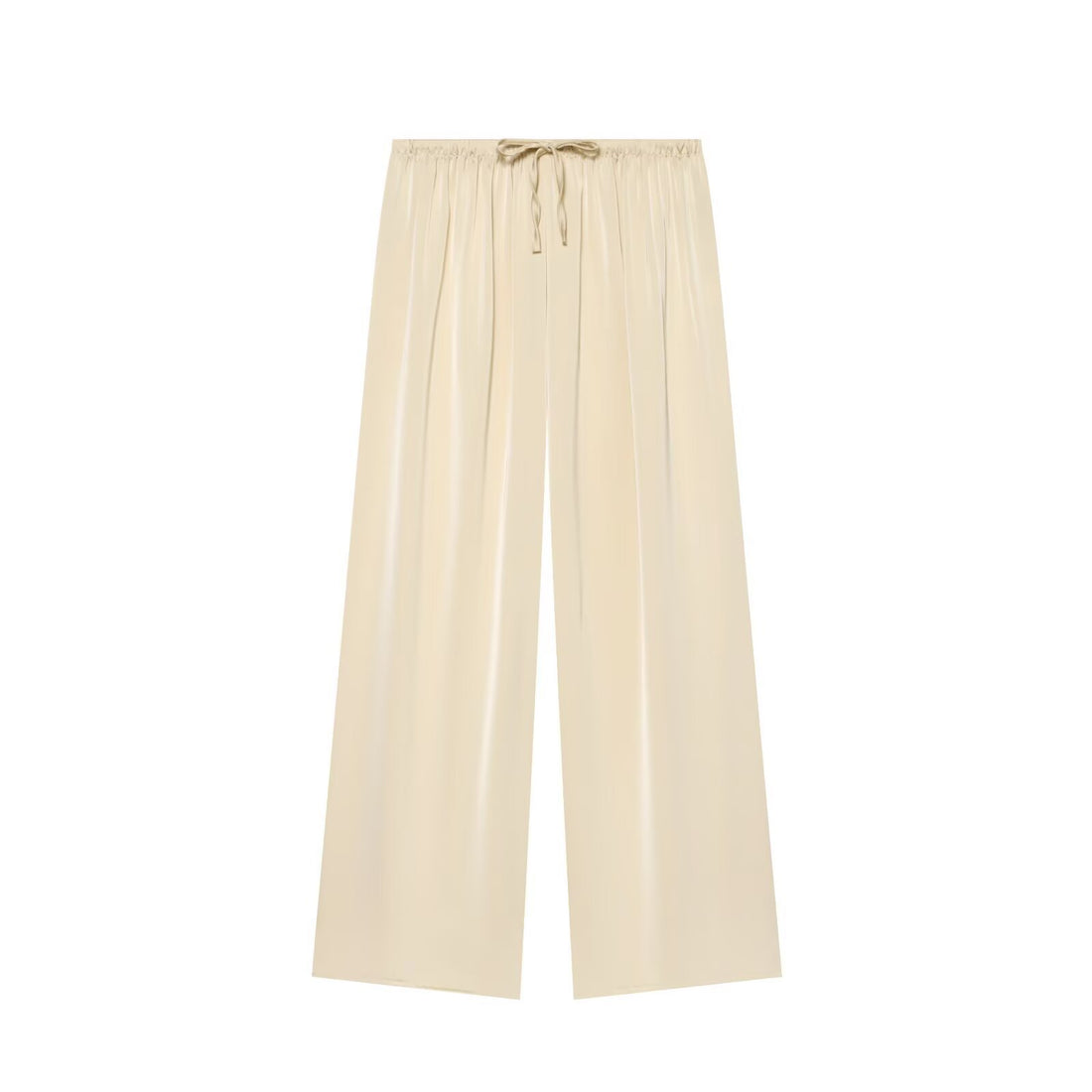 Damen Weite Satin-Hose mit elastischem Tunnelzugbund und weitem Bein Echoarchiv