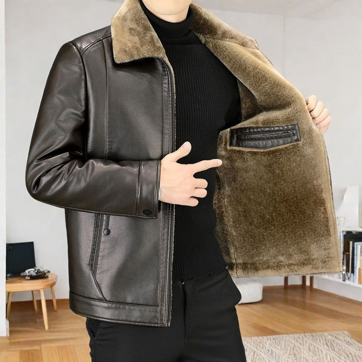 Herren modische Lederjacke mit kuscheligem Innenfutter Echoarchiv