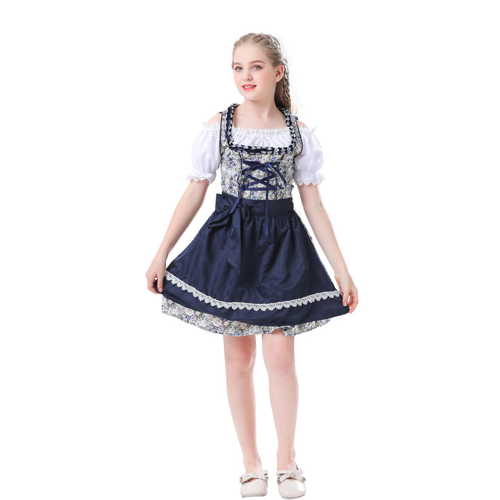 Damen nan traditionelles Dirndlkleid für Mädchen mit Schnürkorsett Puffärmeln und Spitzenschürze Echo Archiv