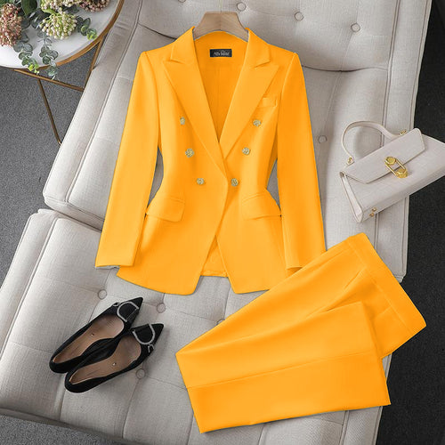 Damen Elegantes Doppelreihiges Blazer-Set Echo Archiv