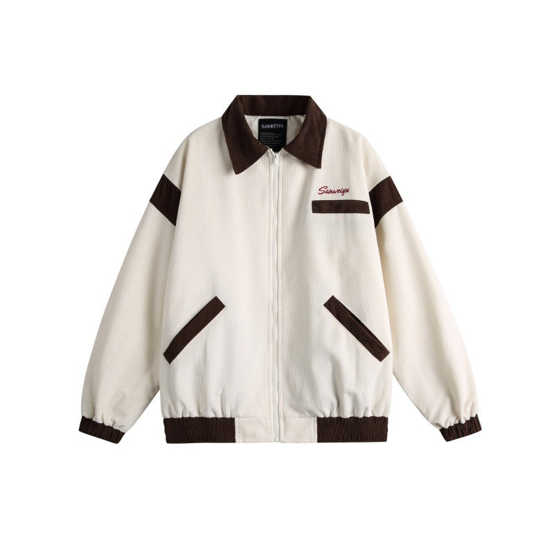 Unisex Harrington-Blousonjacke mit Strukturstoff und Kontrastbesatz Echoarchiv