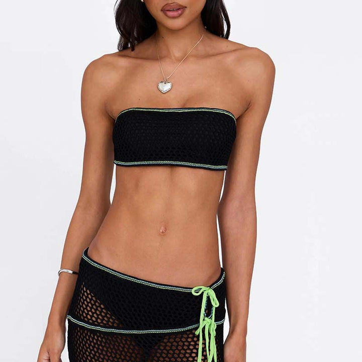 Damen stylisches Netz-Bikinioberteil mit passendem Überwurf Echo Archiv