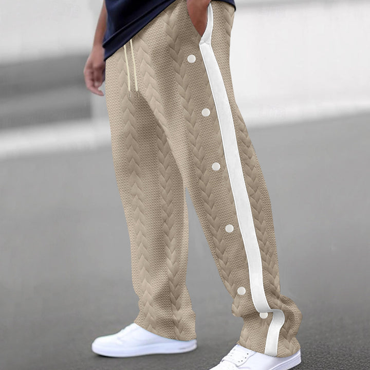 Herren Sportliche Freizeithose mit seitlichem Knopfverschluss und elastischem Bund Echoarchiv