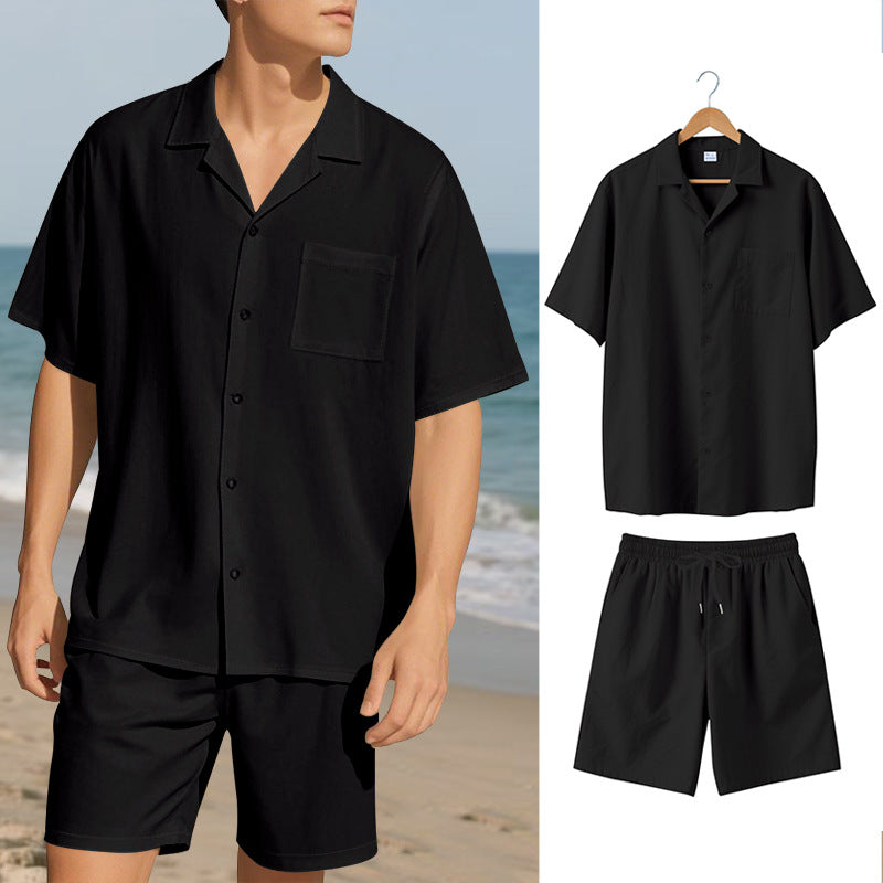 Herren Urlaubsgarnitur mit atmungsaktivem Kurzarmhemd und Shorts Echoarchiv