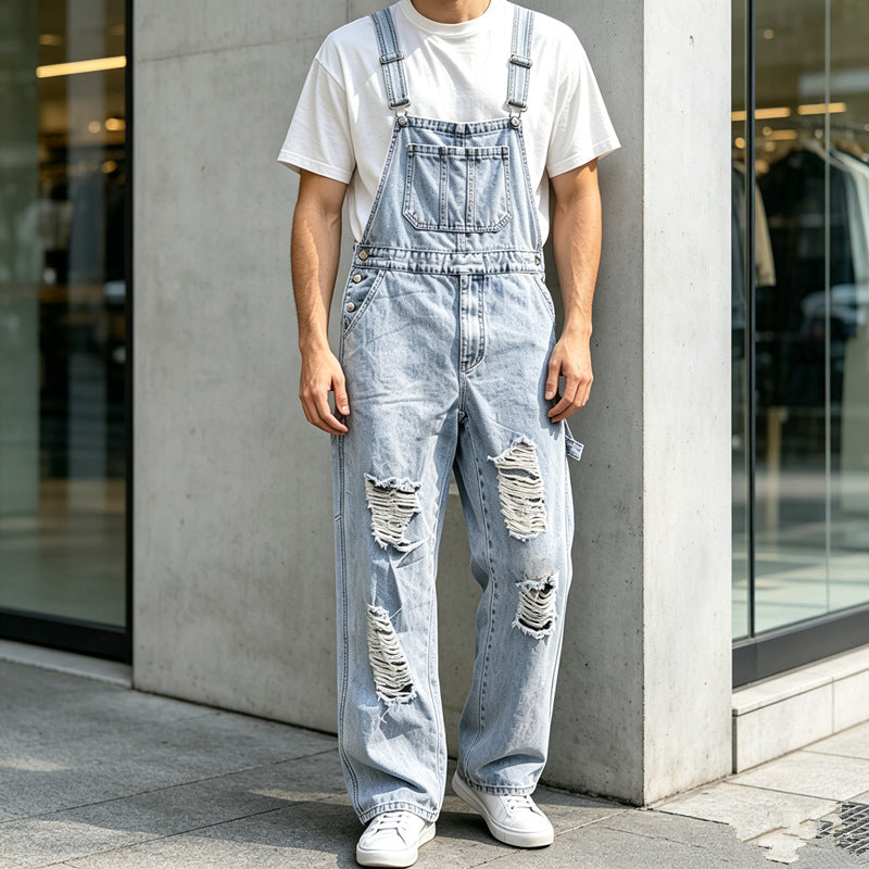 Herren Lässige Ripped Latzhose Echoarchiv