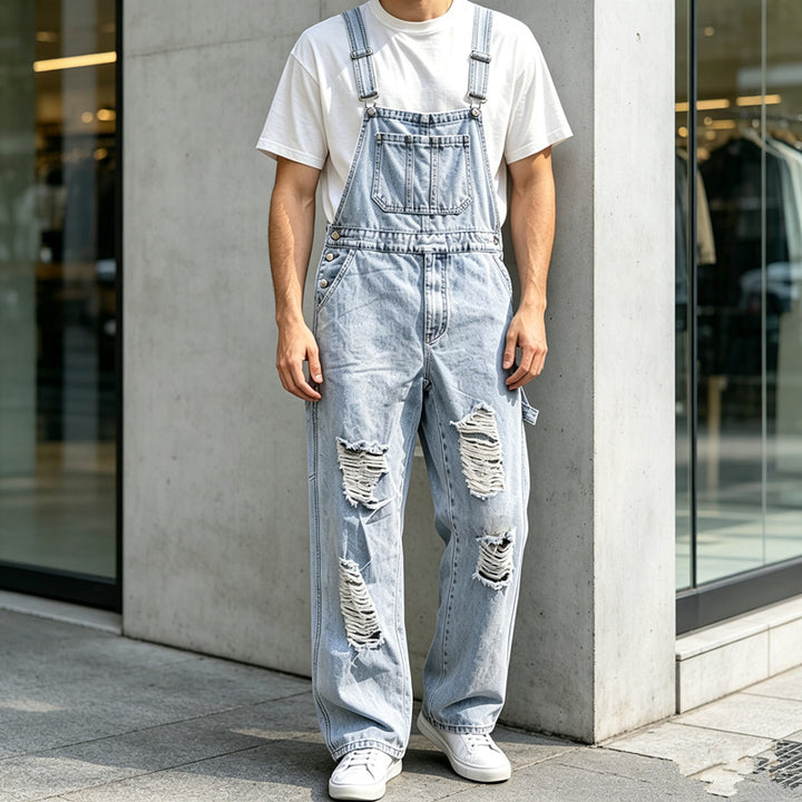 Herren Lässige Ripped Latzhose Echoarchiv