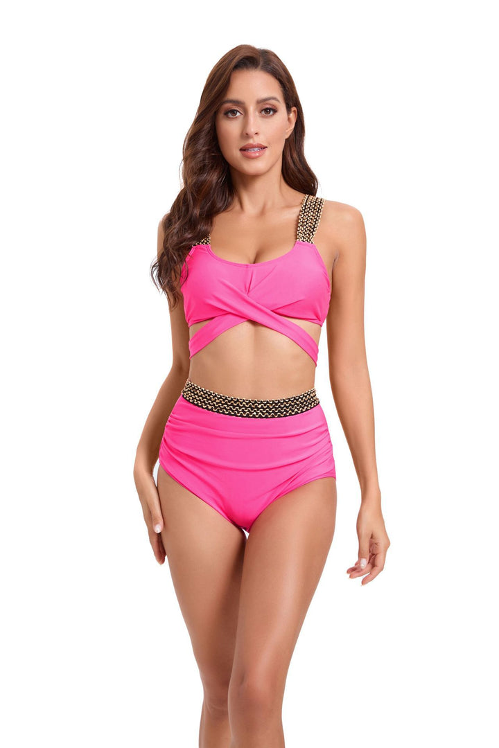 Damen Sportliches Bikini-Set mit raffiniertem Wickeldesign und verstellbaren Trägern Echo Archiv