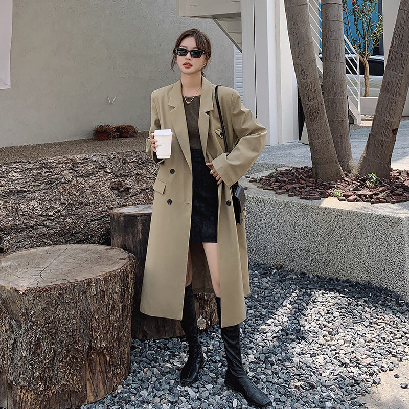 Damen Doppelreihiger Oversize-Trenchcoat mit kastiger Silhouette und verlängertem Schnitt – Montévia