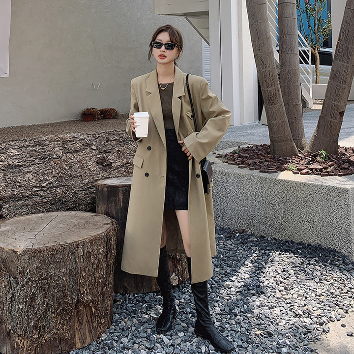 Damen Doppelreihiger Oversize-Trenchcoat mit kastiger Silhouette und verlängertem Schnitt – Montévia