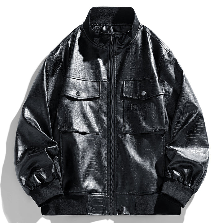 Herren Kunstlederjacke im modernen Design mit praktischen Taschen Echoarchiv