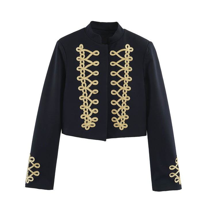 Damen Cropped-Bolerojacke mit hohem Stehkragen und dekorativer Galonborte Echo Archiv