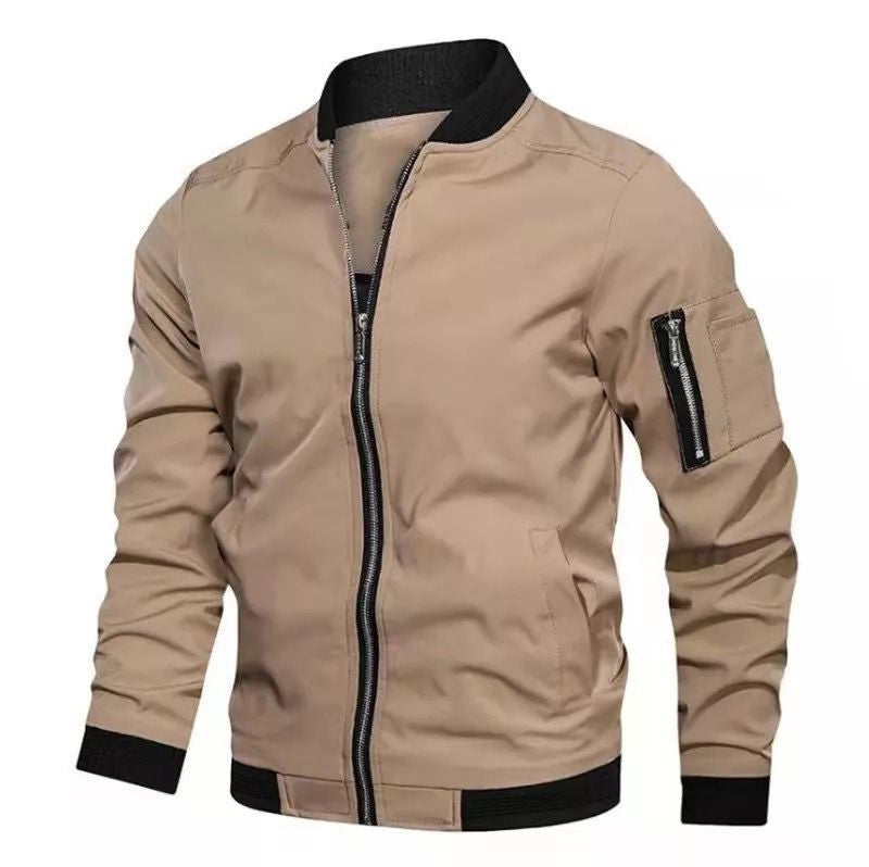 Herren Bomberjacke mit Reißverschluss, wasserabweisendem Nylon und Ärmel-Tasche Echoarchiv