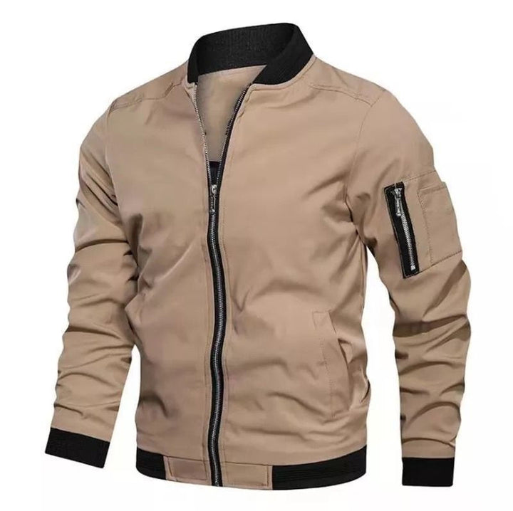 Herren Bomberjacke mit Reißverschluss, wasserabweisendem Nylon und Ärmel-Tasche Echoarchiv